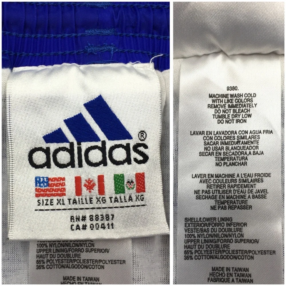 Adidas Mens Vintage Track Pants Blue White Stripes Nylon Windbreaker Joggers XL